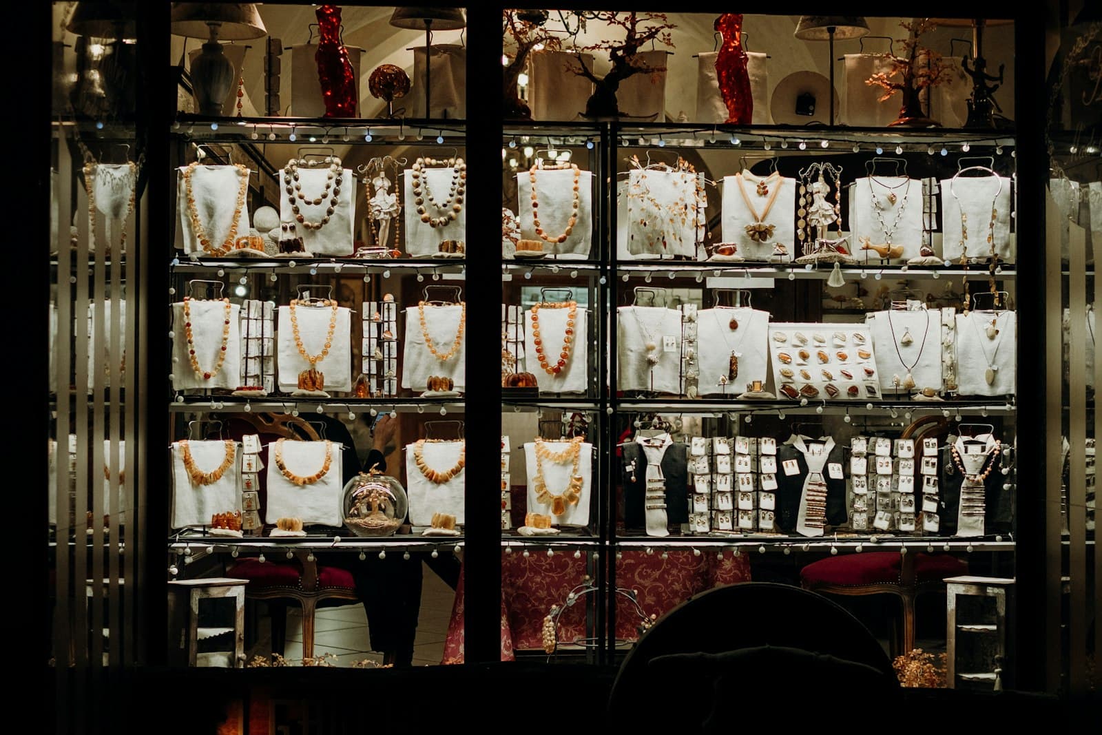 Jewellery displayed in a storefront window, representing customer interest and high-value retail enquiries.