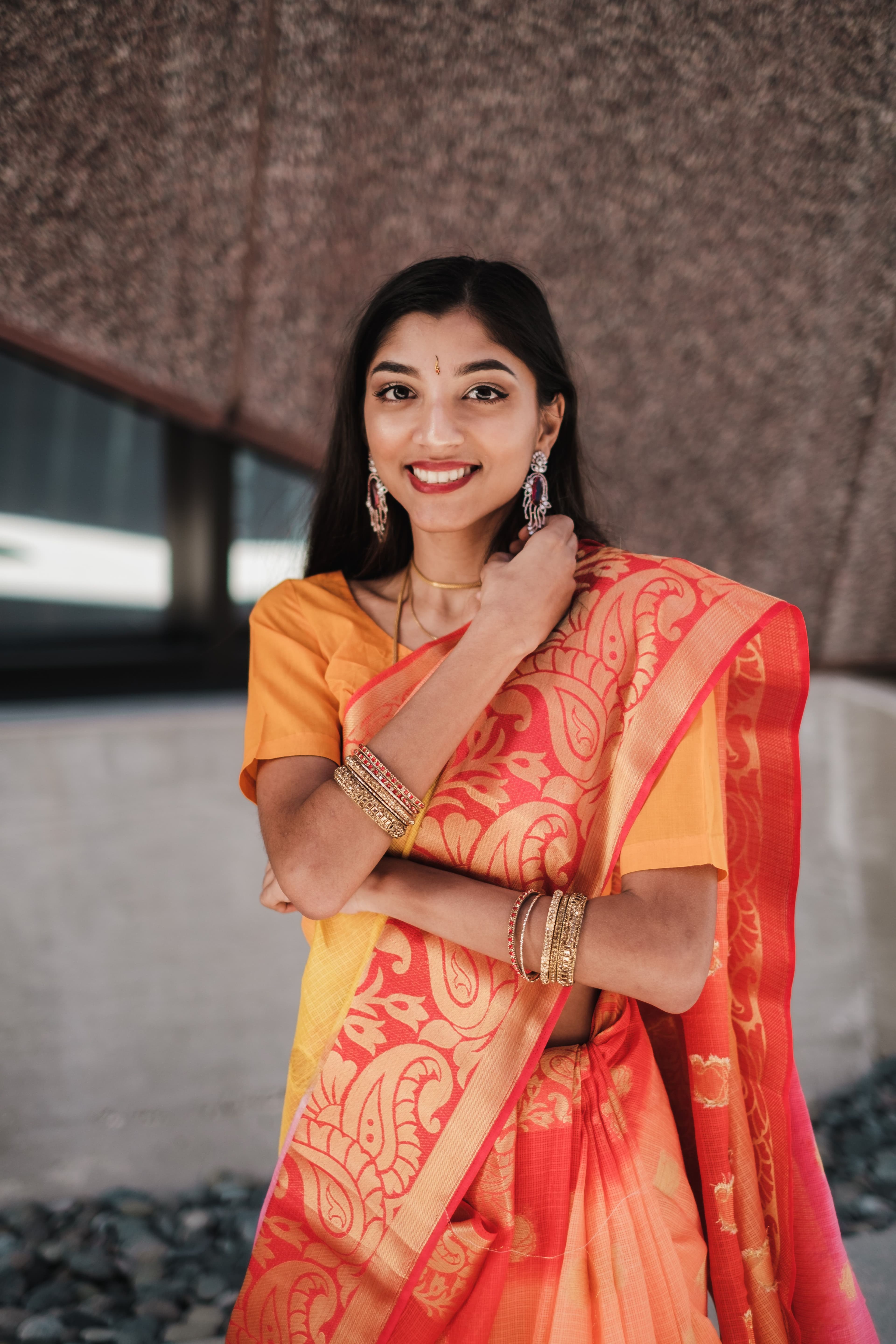 Gold-border saree