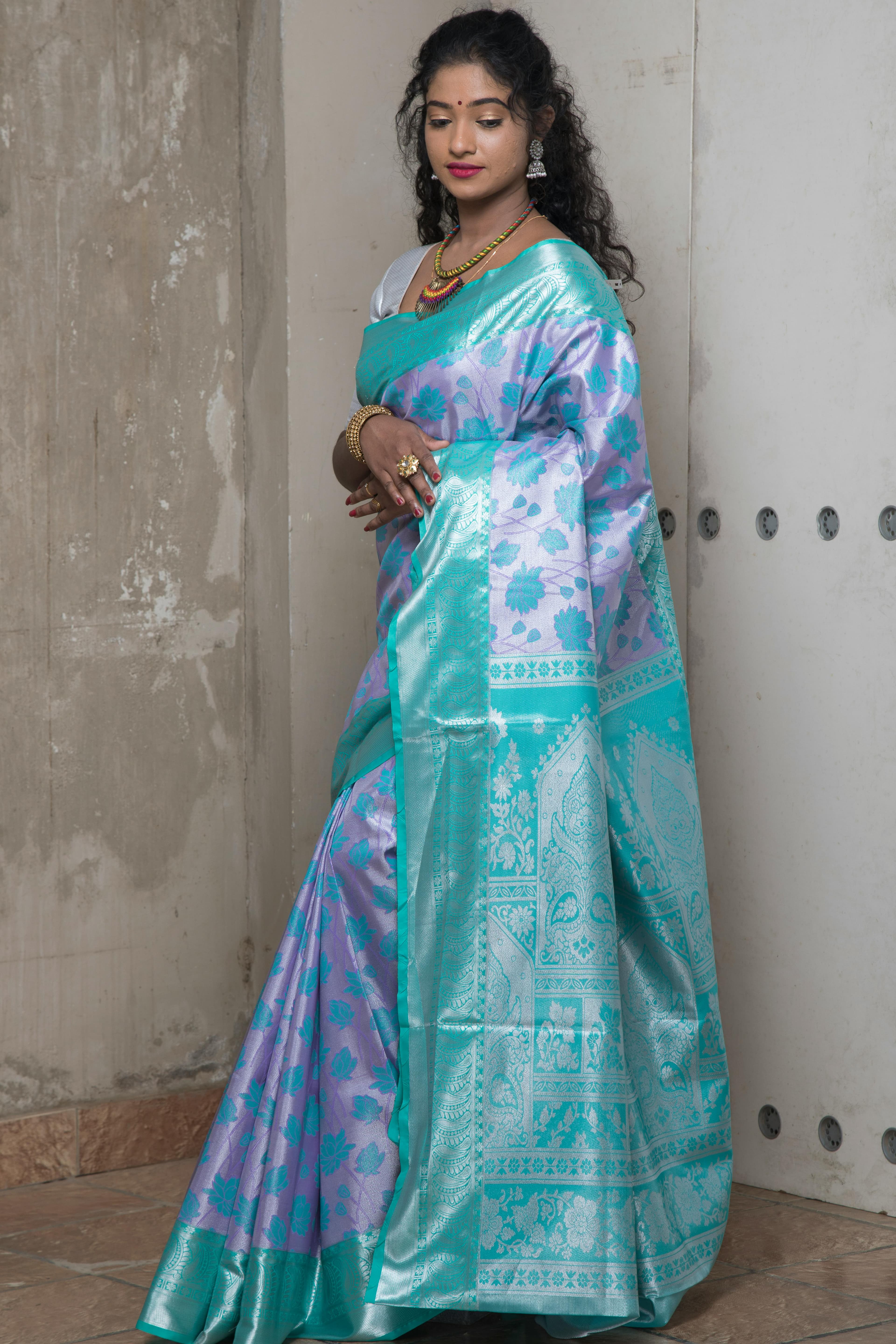 Teal Mysore silk